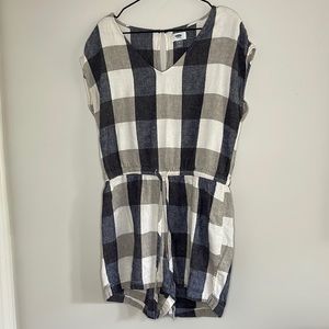 Blue and white checkered Romper SIZE M